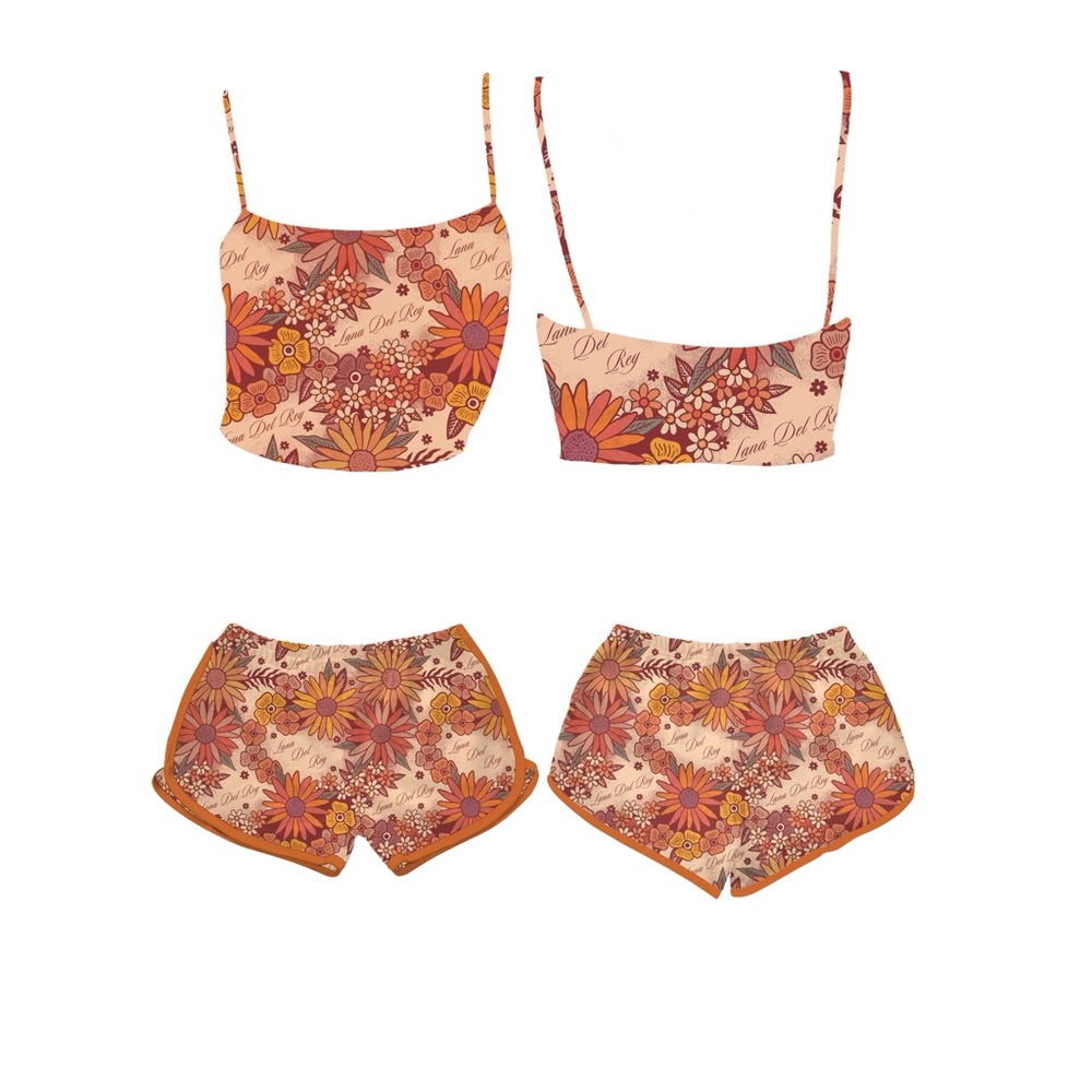 Lana Del Rey Vintage Floral Cropped Tank and Short Shorts Set NFR! Merchandise
